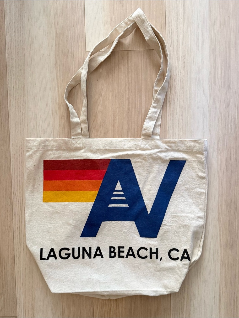 Aviator Nation Laguna Beach Rainbow Canvas Tote Bag California Surf
